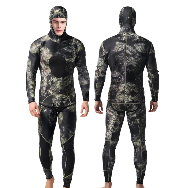 camo grey 3 мм гидрокостюмы для подводного плавания 2 шт. гидрокостюм для мужчин с длинным рукавом сохраняет тепло гидрокостюмы для подводной охоты рашгарды для серфинга купальники размера плюс - Цвет: camo grey