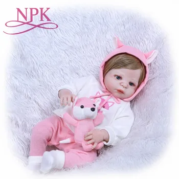 

NPK 56CM Full Silicone Body Reborn Baby Doll For Girl Play House Bath Toy Soft Vinyl Lifelike Babies Boenca Fashion Dolls Gifts