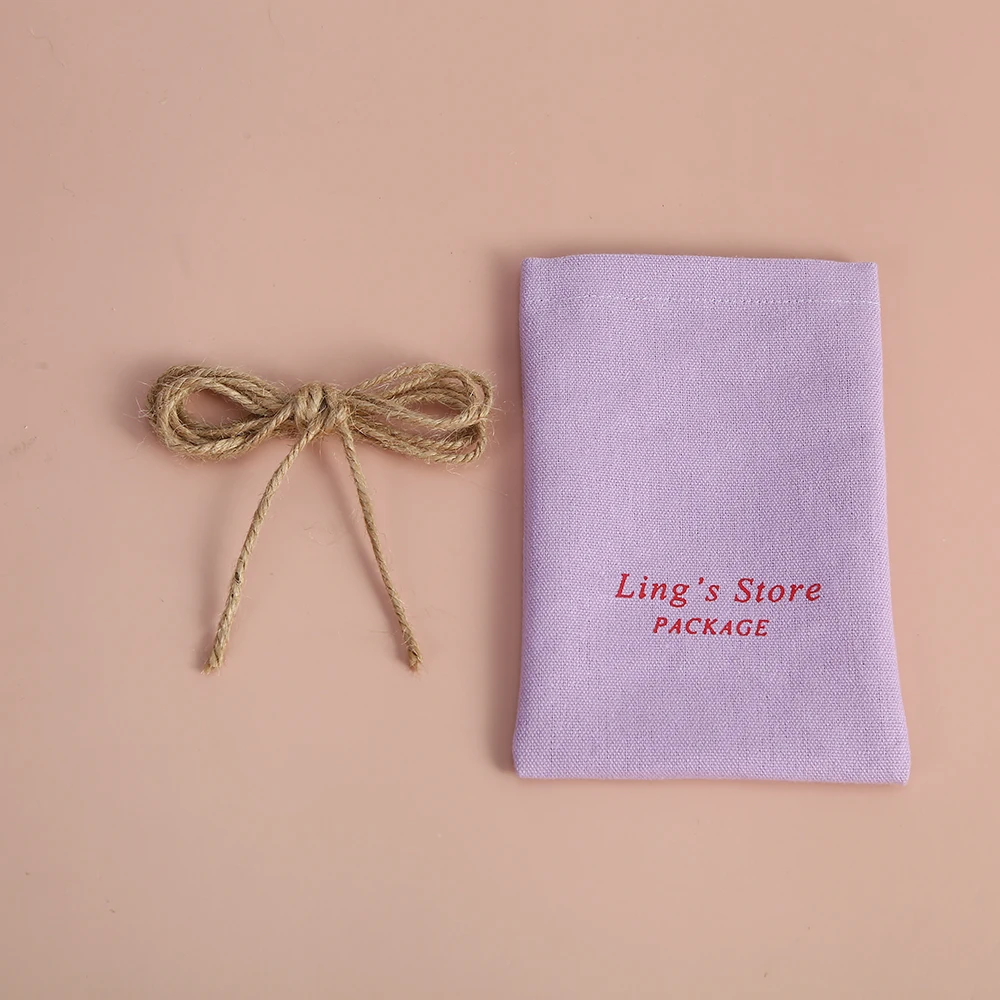 100pcs Custom logo Cotton Burlap Drawstring Bucket Jewelry Organizer Gift Bags Wedding Favors Candy Goodie Packing Storage Bags