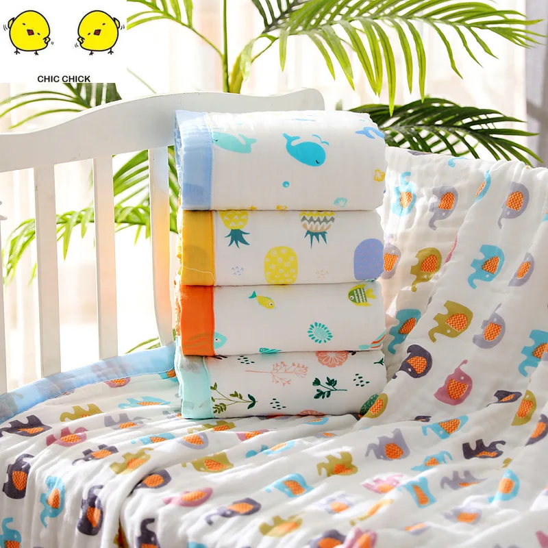 

Soft Muslin 100% Cotton Baby Swaddles Cute Cartoon Newborn Blankets Bath Gauze Infant Wrap sleepsack Stroller cover Play Mat