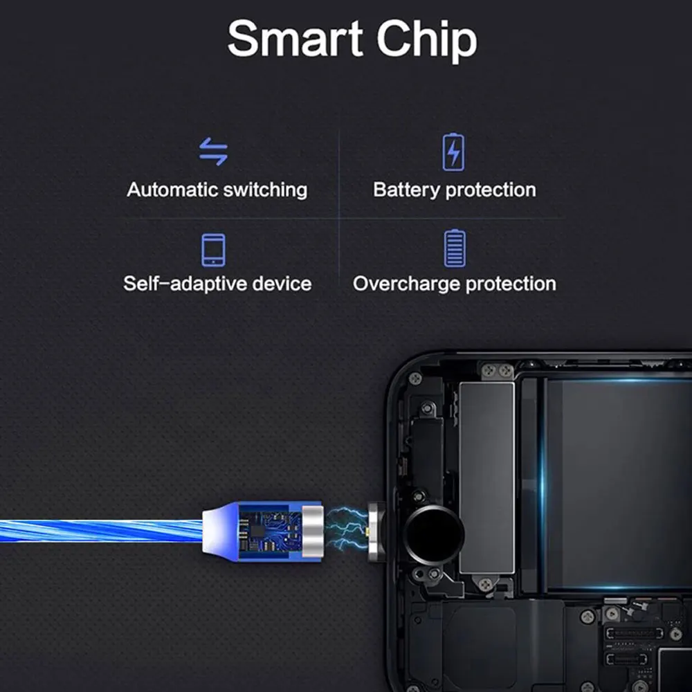 Магнитный зарядный кабель Micro usb type C 8 Pin кабель для USB шнура для мобильного телефона 90 градусов магнитное зарядное устройство для iPhone X 8 7