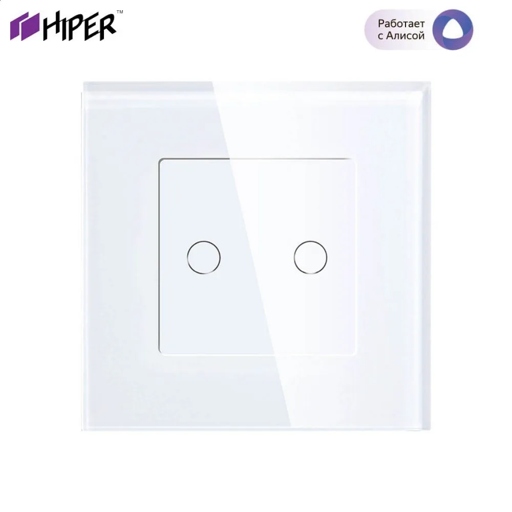 Умный встраиваемый Wi Fi сенсорный выключатель HIPER IoT Switch T02G 2 линии