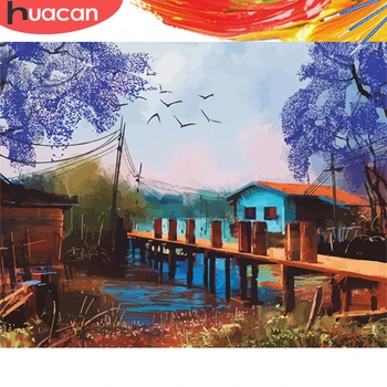 

HUACAN Painting By Numbers Bridge Landscapes Acrylic Drawing Canvas Pictures For Adults Home Decoration Gift