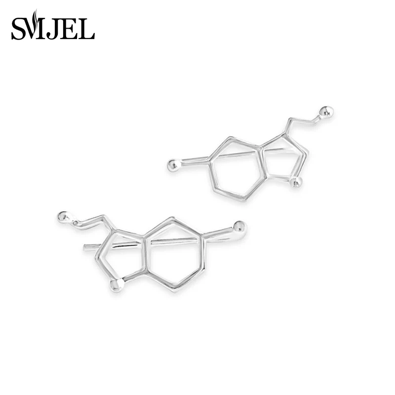 SMJEL Новая мода молекула серотонина ухо головные уборы в виде капель с кристаллами в форме Для женщин молекула серотонина Структура ухо на гусеничном ходу Pendients подарок
