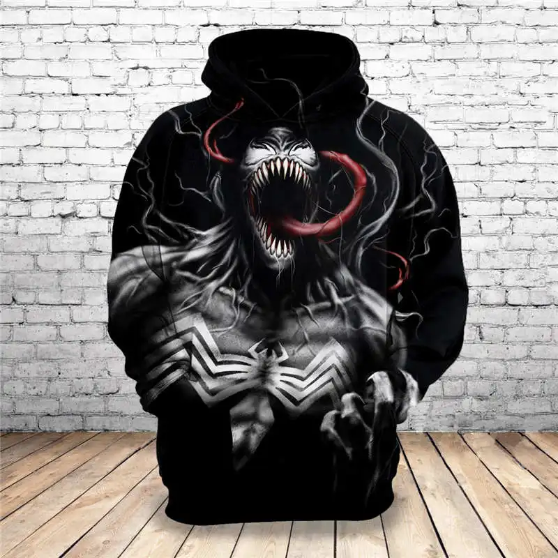 

2019 Hot New Sweatshirt Customize Design Venom 3D Printed Hoodies Unique Pullovers Tops Men Clothing Drop Shipping