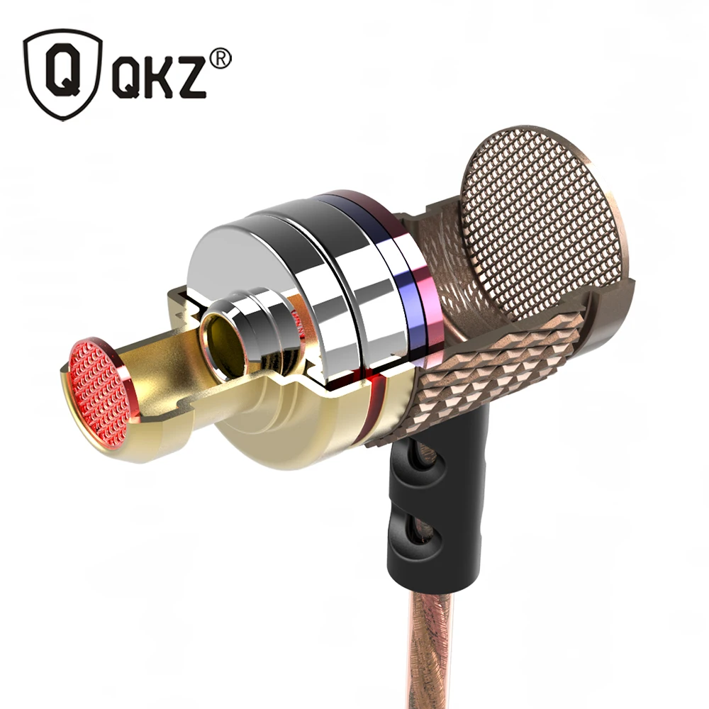 QKZ DM6 Earphones Enthusiast bass In-Ear Earphone Copper Forging 7MM Shocking Anti-noise Microphone Sound Quality fone de ouvido