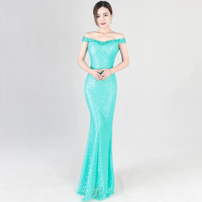 Off The Shoulder Black Mermaid Lace Evening Dress Long Party Dresses Women Evening Gown Women Robe De Soir E Rouge Abendkleider