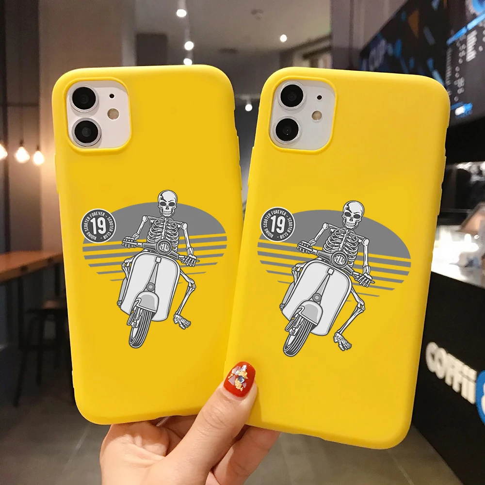 Модный мягкий чехол для телефона из ТПУ с черепом скутера iPhone 11 Pro X XS XR MAX 7 8 6 Plus