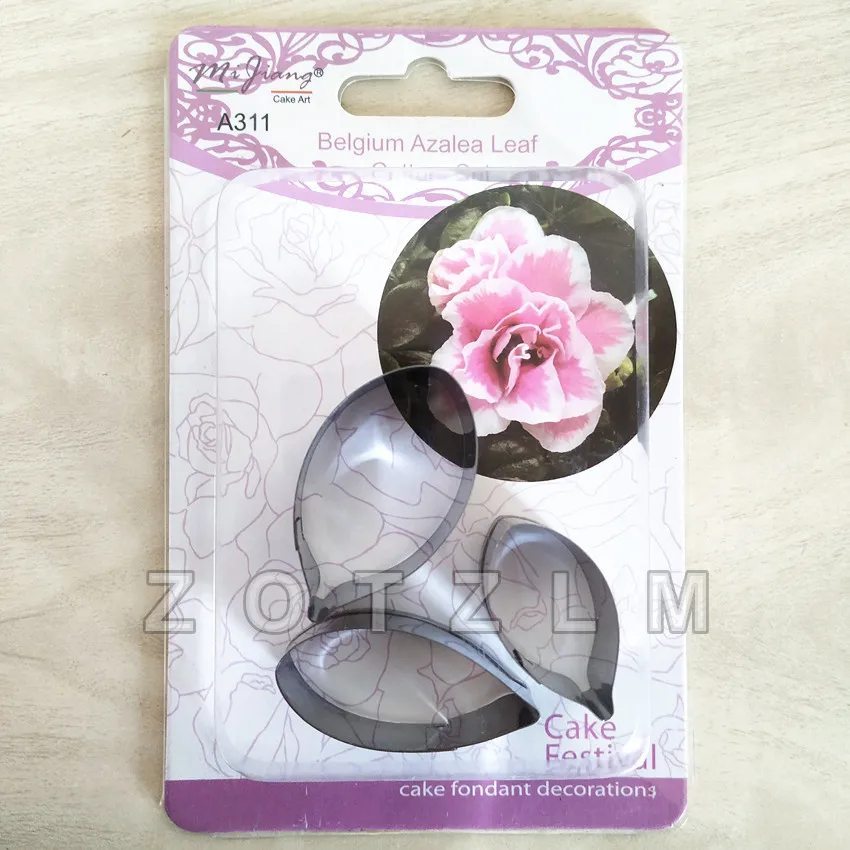 3pcs/lot Belgium Azalea Leaf Shape Stainless Steel Cookie Cutters Flower Series Fondant Cookie Mold Cake Decorating Tools JSM059