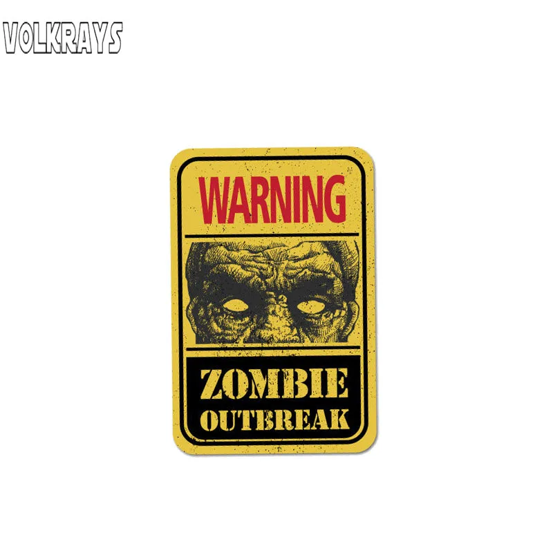Volkrays Personality Car Sticker Warning Zombie Outbreak Accessories Reflective Waterproof Cover Scratches Vinyl Decal 11cm*7cm |