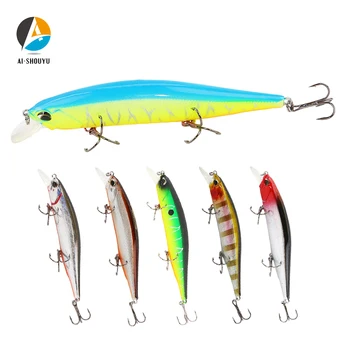 

AI-SHOUYU 1PCS Minnow Hard Fishing Lure 110mm/16g Lifelike Wobblers with Sharp Treble Hooks Artificial Hard Baits Fishing Lure