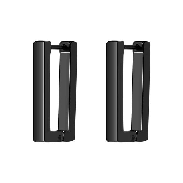 Stainless Steel Hoop Earrings for Women Men Black Rose Gold Plated Circle Round Earring Geometric Classic Cartilage Earrings EH695 Black