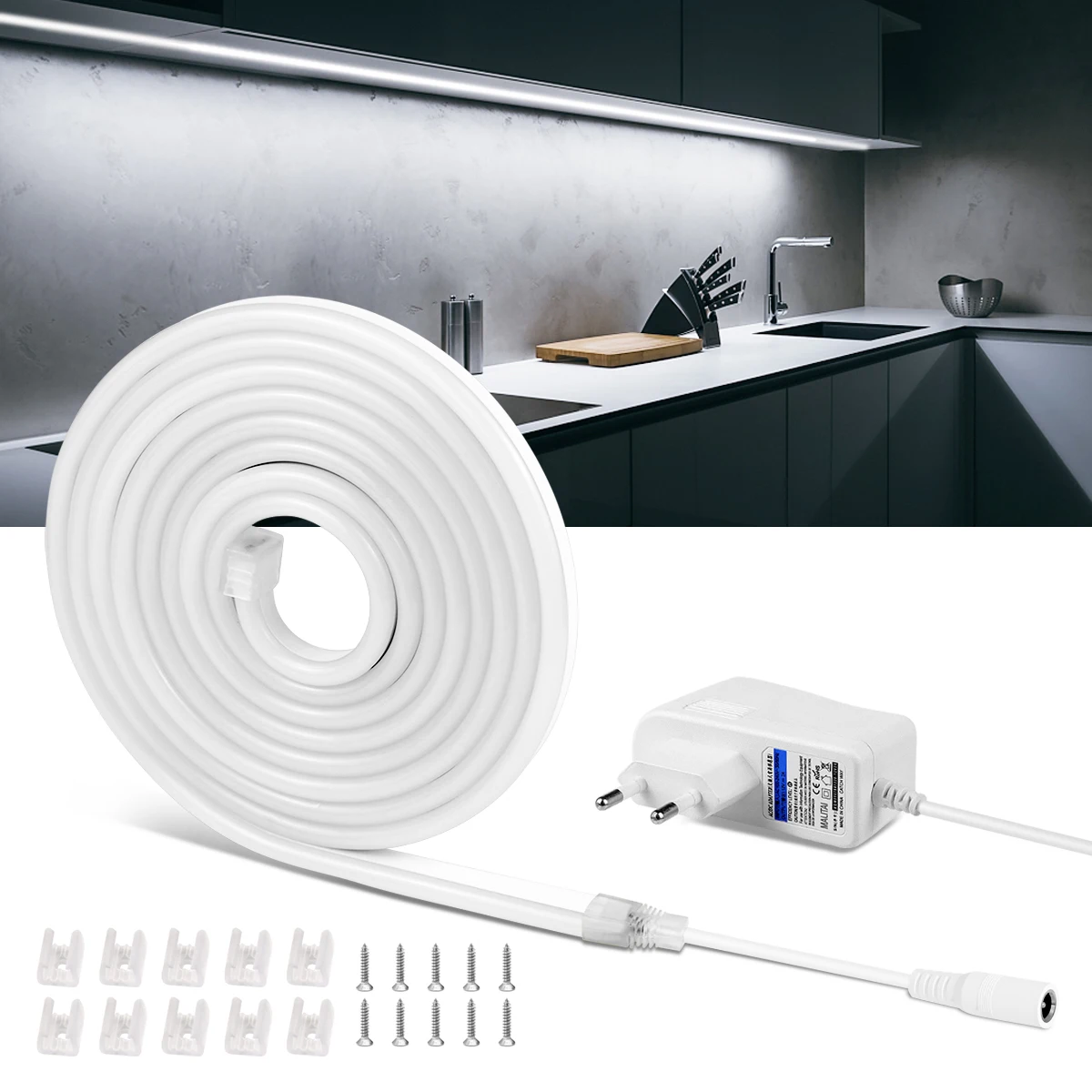 LED Touch Dimmable Kitchen Cabinet Backlight ไฟกันน้ํา Neon Strip โคมไฟกลางคืนสําหรับตู้เสื้อผ้าตู้เสื้อผ้าตู้เสื้อผ้า Home Lighting 1