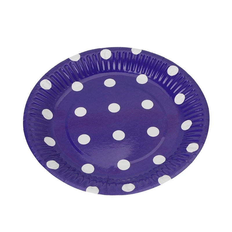 10Pcs Disposable Round Paper Plates Dishes Birthday Wedding Party Tableware E65B