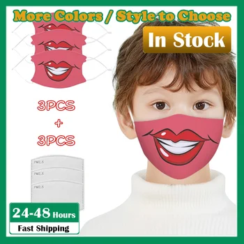 

In Stock Children 3D Funny mascarilla Maskers Filter Fashion Thin Protection Anti-Fog Printed Washable Mask Safety Air Fog