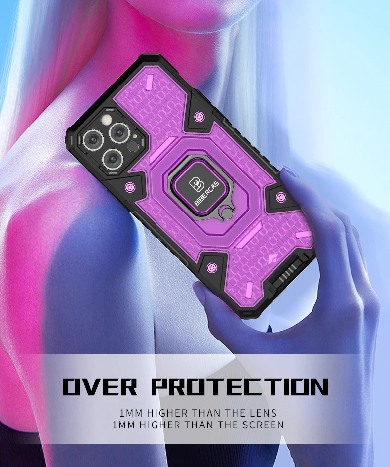 Armor With Ring Holder Cover For iPhone 13 12 Pro Max 11 Mini XR X XS Case Silicone Luxury Shockproof Phone Case Coque Fundas iphone xr clear case