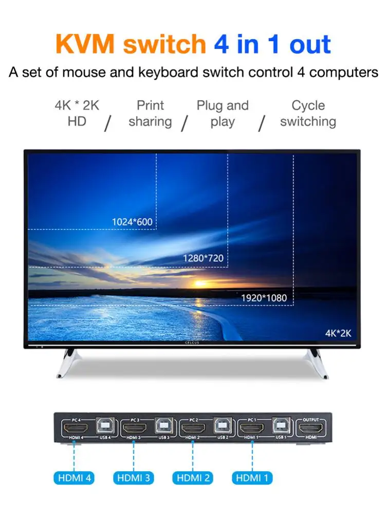 4 в 1 HDMI KVM переключатель для PS4/PS3 4 в 1 выход HDMI коммутатор usb-хаб подключение для переключателя nintendo переключатель аксессуары для ноутбуков