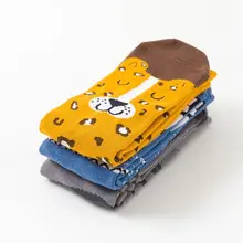 3 пары милых носков унисекс с рисунками животных из мультфильмов; чулочно-носочные изделия с леопардовым принтом и полосками зебры