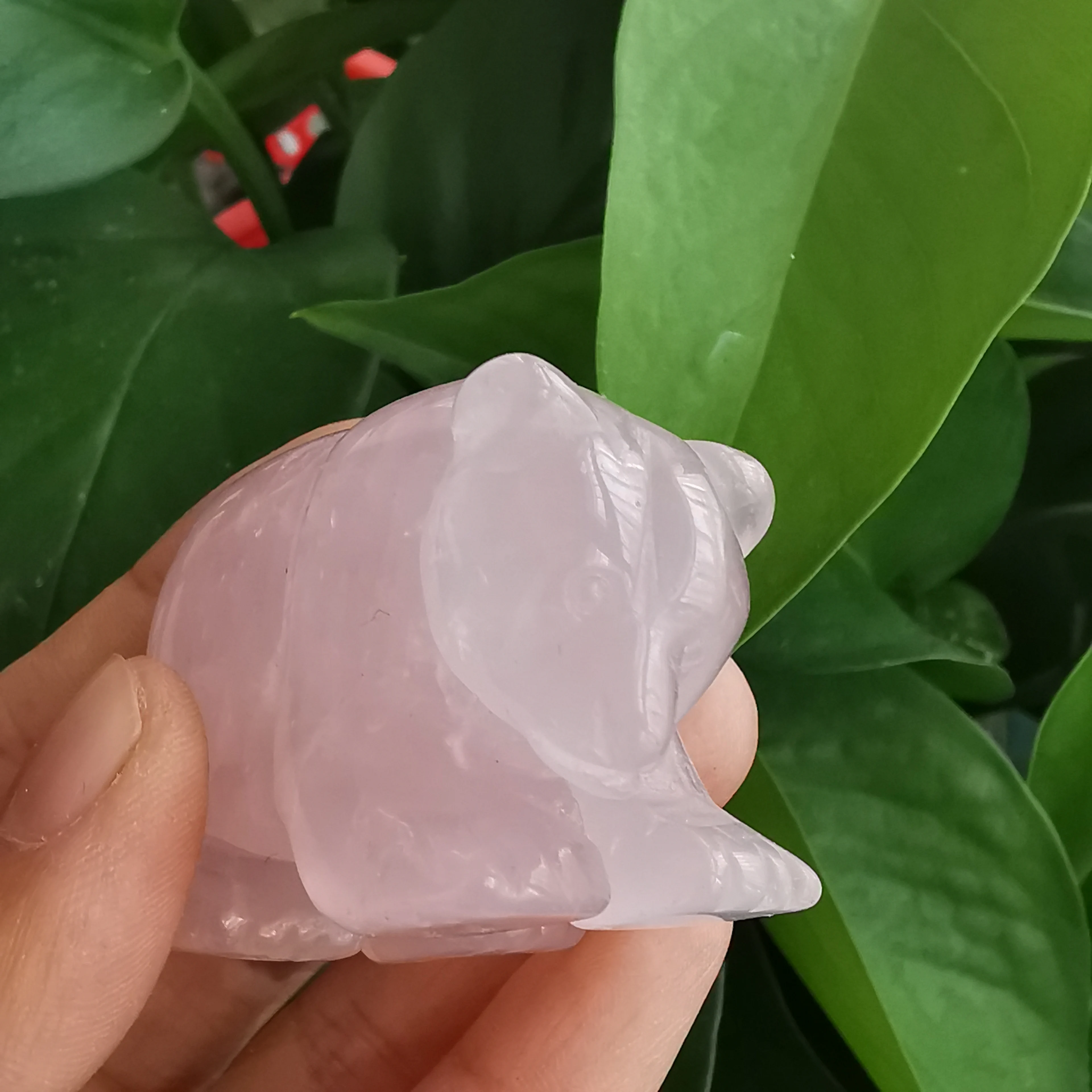 Natural Stone Carved Tiger eye stone cute bear Rose quartz crystal figurine stone Bear statue 4