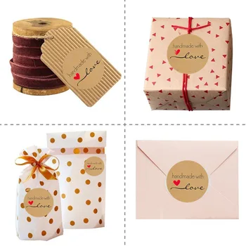 

500pcs Handmade Kraft floral Stickers seal labels scrapbooking for envelope and package seal labels sticker stationery handmade