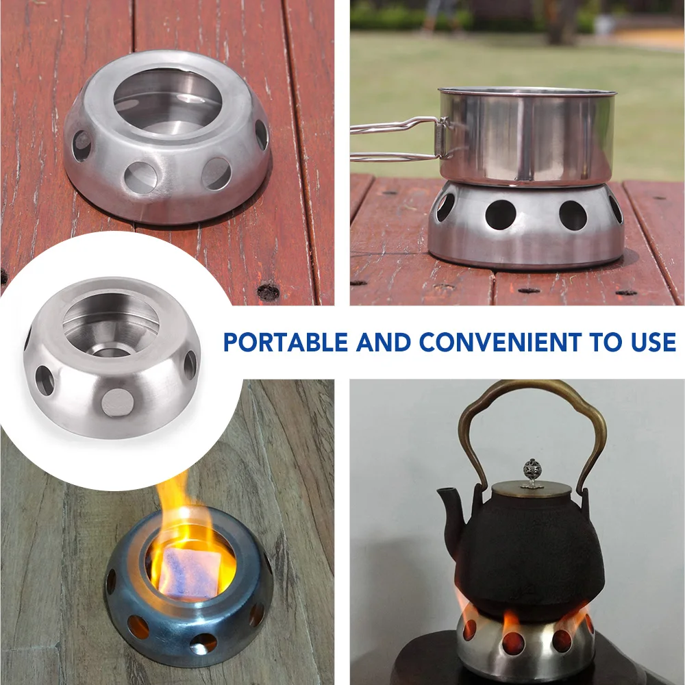 Mini Solidified Alcohol Stove Portable Camping Backpacking Picnic BBQ Cooking Alcohol Stove Stand Furnace Stainless Steel Stove