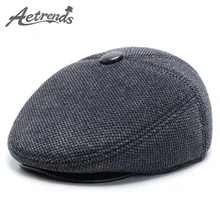 [AETRENDS] Зимняя шерстяная фетровая кепка газетчика с ушками, коллекция Гэтсби плюща, Классическая кепка газетчика для папы, размер s/m/l Z-10061