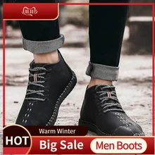 Мужская повседневная обувь с высоким берцем и круглым носком; уличная однотонная замшевая повседневная мужская обувь с высоким берцем; Ультра-светильник; короткие ботинки; большие размеры