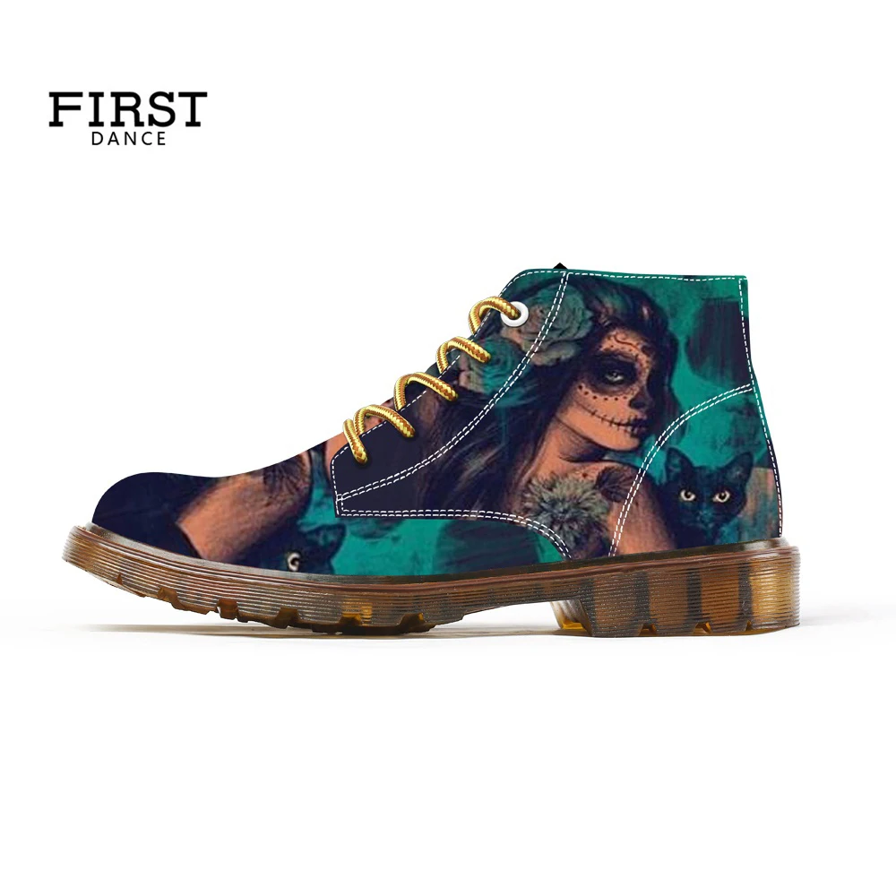 Женские черные ботильоны First Dance модные ботинки со шнуровкой и