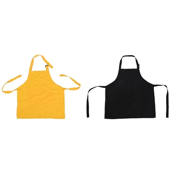 

2x Kids Aprons Baby Boy Aprons Kid's Aprons (Yellow&Black)