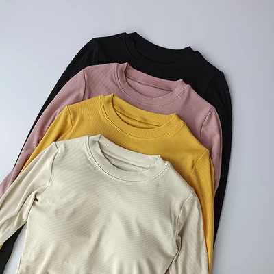 تي شيرت نسائي رياضي بأكمام طويلة سلس خريفي للنساء لممارسة اليوجا والصالة الرياضية والتمارين الرياضية والتمارين الرياضية تي شيرت قصير