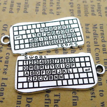 

13*30mm 2.7G Alloy Keyboard antique charm pendant for jewelry making DIY Accessories 100pcs/Bags
