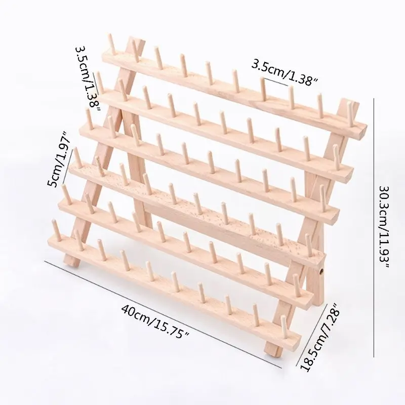 Складная деревянная стойка для ниток, стойка, органайзер, настенное крепление, 60 шпуля, конус, аксессуары для вышивки