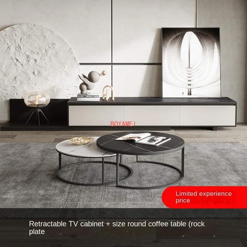 Tablero de Rock para TV, mueble moderno y simple de alta gama para el  hogar, pequeña sala de estar, piso retráctil, combinación de mesa de té -  AliExpress