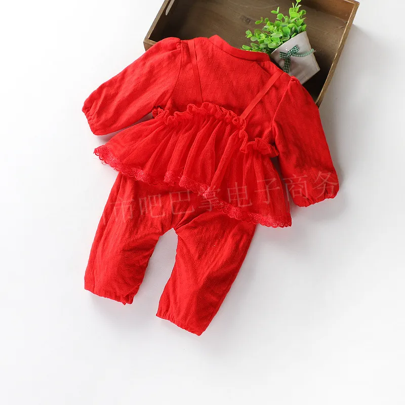 

Spring And Autumn New Style Women's Infant BABY'S FIRST Month Hundred Days jia er jian Camisole Gauze Onesie Pure Cotton Romper