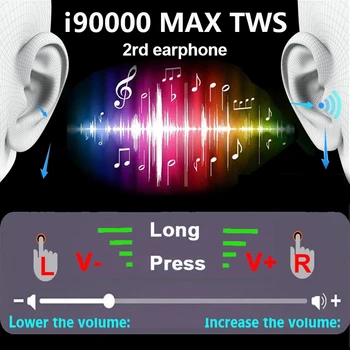 

Bluetooth 5.0 Earphone i90000 MAX TWS Arie 2 Wireless Earphone Press Volume Control 8D Super Bass Earbuds PK i5000 i9000 tws