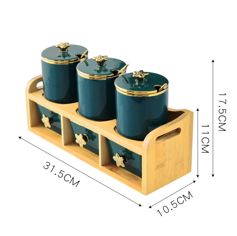 Светильник, роскошные изумрудные керамические банки, набор кухонных коробок для специй, бытовая бутылка для масла и уксуса, комбинированная банка для приправ+ подставка для конфет - Цвет: 1