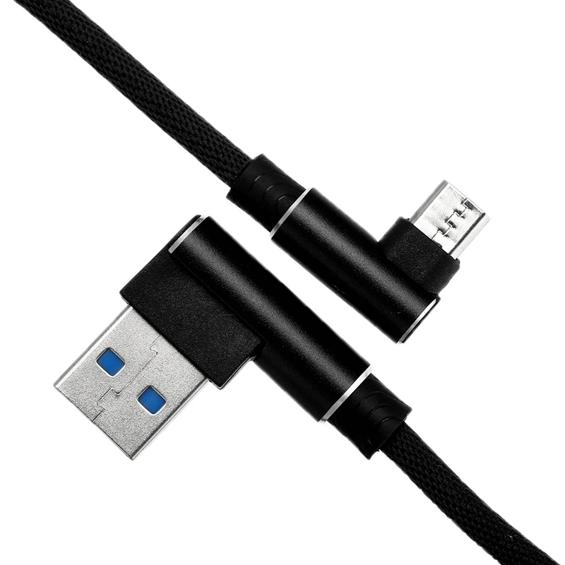1 м быстрое зарядное устройство кабель для передачи данных Micro USB кабель 90 градусов локоть нейлоновый Плетеный для samsung/xiaomi/LG Micro USB кабель