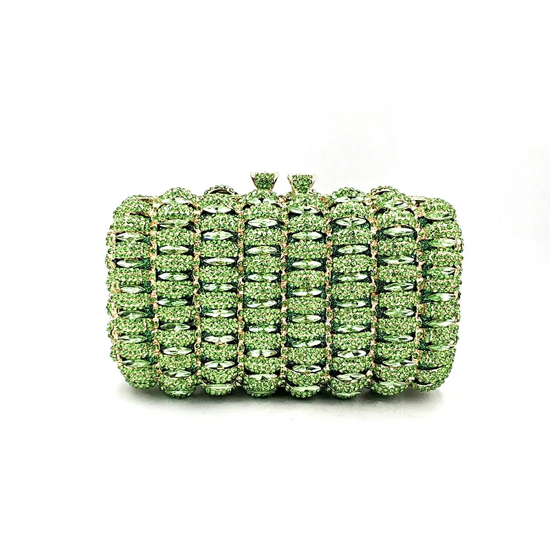 Простые женские вечерние сумочки хорошего качества, роскошные клатчи с бриллиантами, элегантные сумочки с кристаллами, кошельки для свадебной вечеринки - Цвет: Color 6 green