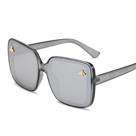 Брендовые негабаритные Солнцезащитные очки женские роскошные градиентные солнцезащитные очки большая оправа винтажные очки UV400 очки Маленькая Пчелка - Цвет линз: Серый