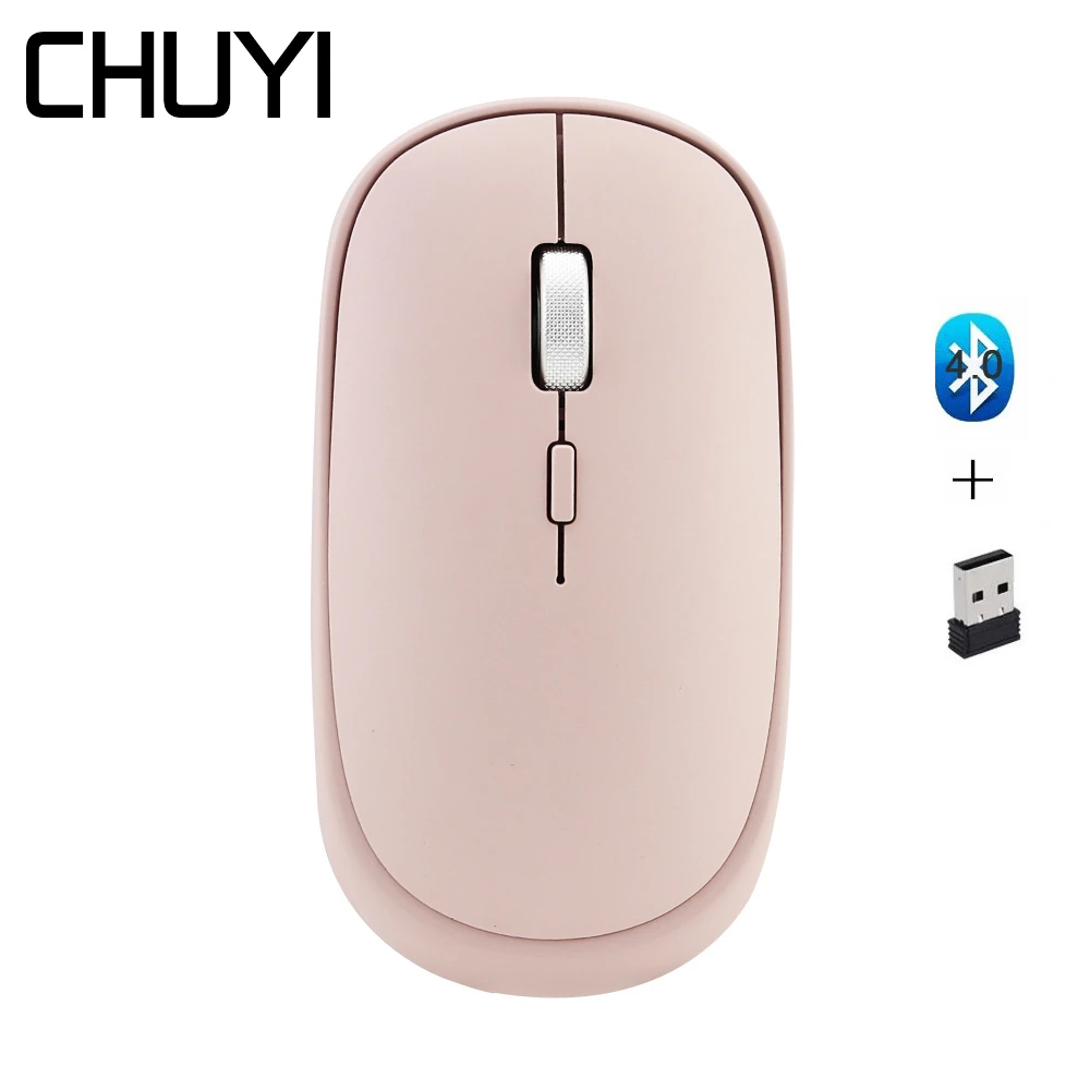 

Bluetooth 4.0 + 2.4G Wireless Mouse Mini Optical Computer Pink Mice 1000/1200/1600 DPI 3D Office USB Mause For Macbook PC Laptop