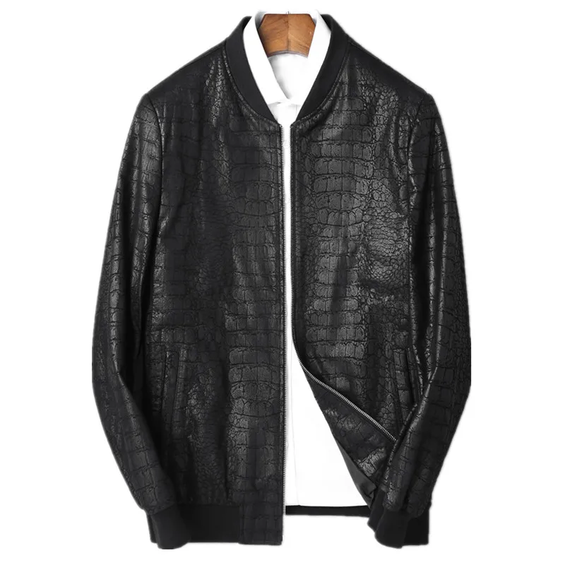 Leather Jacket Men Baseball Jackets Autumn Winter Genuine Sheepskin Coat Plus Size Streetwear LSY088005 MY1674 | Мужская одежда