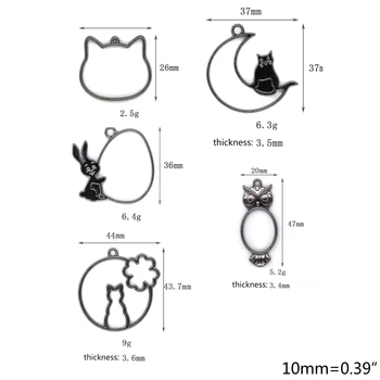 

10Pcs UV Crystal Resin Epoxy Border Alloy Metal Hollow Frame Pendant Charm Bezel 1XCA
