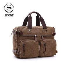 Scione, Мужская Холщовая Сумка, кожаный портфель, Дорожный чемодан, сумка-мессенджер на плечо, сумка-тоут, задняя Сумка, большая, повседневная, деловая, с карманом для ноутбука