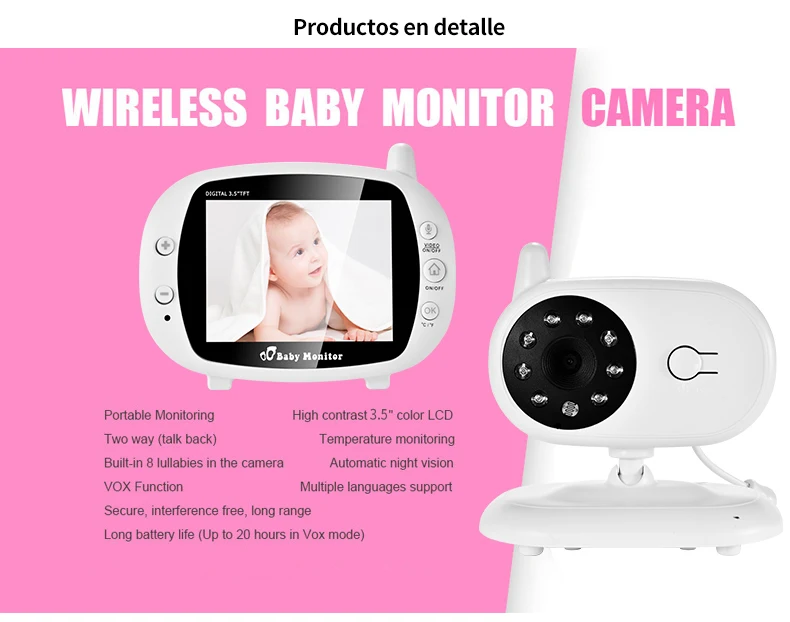 3,5 дюймов Беспроводной Детский видео монитор VOX камера безопасности няня ИК ночного видения голосовой звонок Babyphone с контролем температуры