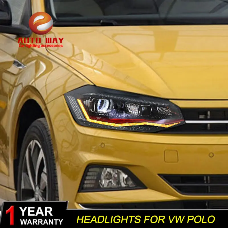 Чехол для головного света автомобиля VW Polo светодиодный фонарь фар новинка 2019 DRL H7