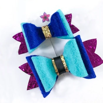 

Mermaid Three Layers Hair Bows Glitter Sparkly Leather Hair Clip Pretty Headband Hairpins Princess Party Headdress Custom