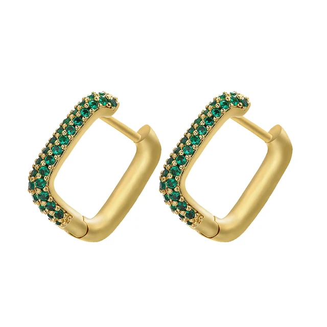 ZHUKOU NEW Hoop earrings gold/silver color small hoop earrings crystal women rainbow earrings Fashion jewelry wholesale VE144 gold green