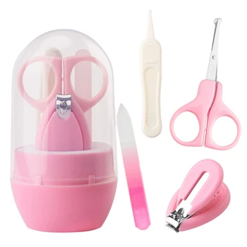 

4pcs/Set Baby Healthcare Kits Baby Nail Care Infant Finger Trimmer Scissors Nail Clippers Cartoon Animal Storage Box for Travel