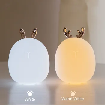 

Deer Rabbit LED Night Light Silicone Animal Cartoon Dimmable Lamp USB Rechargeable For Children Kids Baby Gift Bedside Bedroom