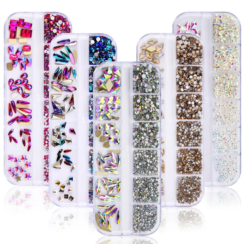 1788pcs Fashion Nail Art Rhinestones Colorful AB Crystal 3D Gems Beauty